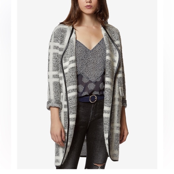 Avec Les Filles Plaid Knit Chunky Cardigan with Pockets, Women's NWT Medium - Picture 1 of 6